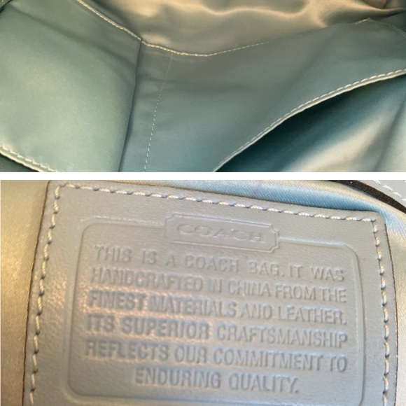 COACHSignature Stripe Frame Kisslock
Carryall Satchel Handbag EUC - Picture 2 of 6